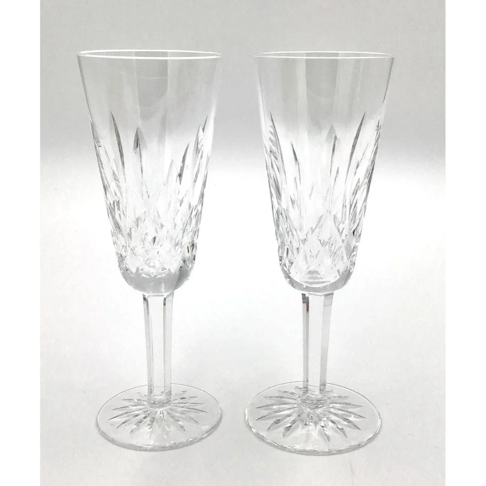 Waterford Crystal Lismore Champagne Flutes Set of 2 Lead Crystal Glasses